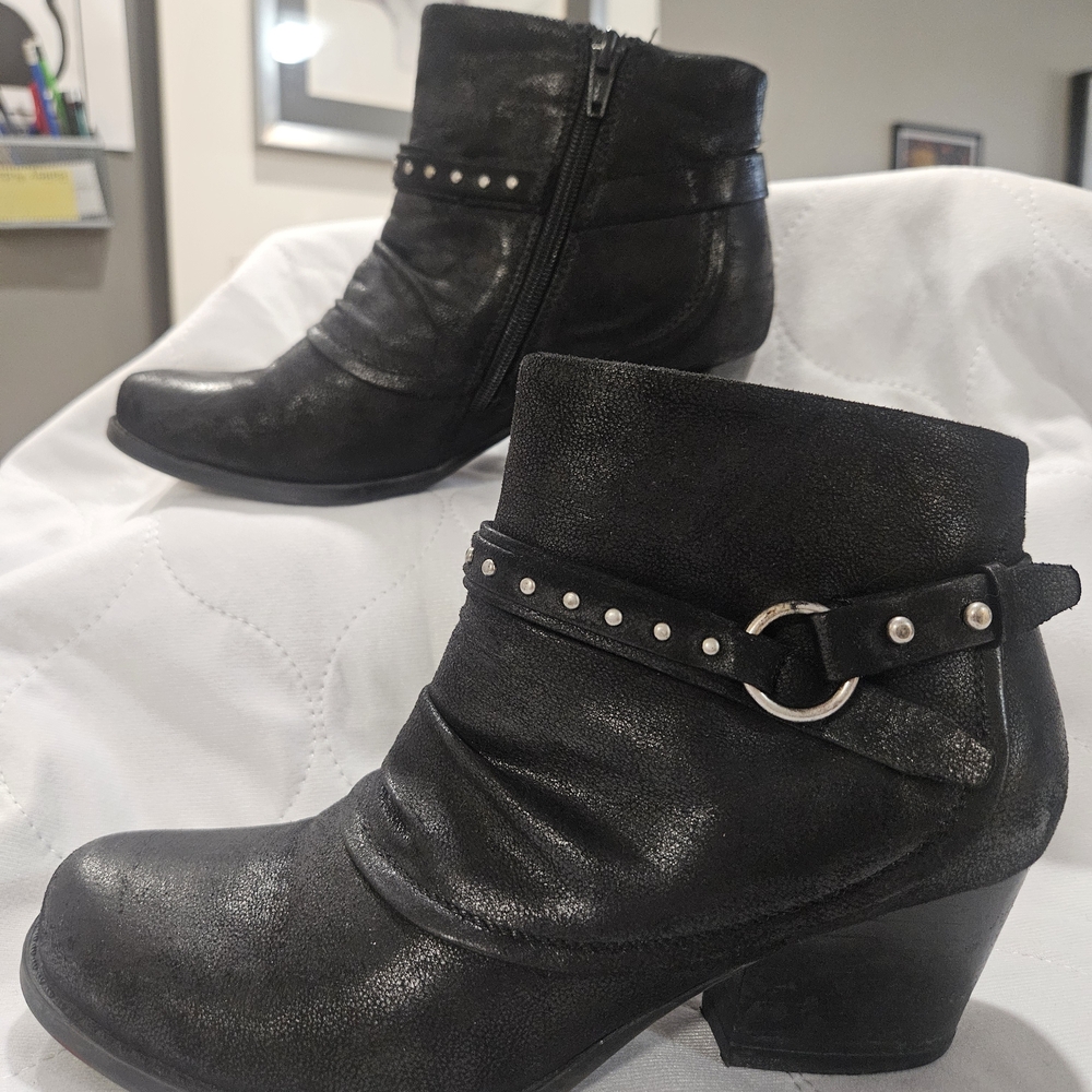 BARESTRAP Rosea Bootie Black Ankle Boots with Studded Strap